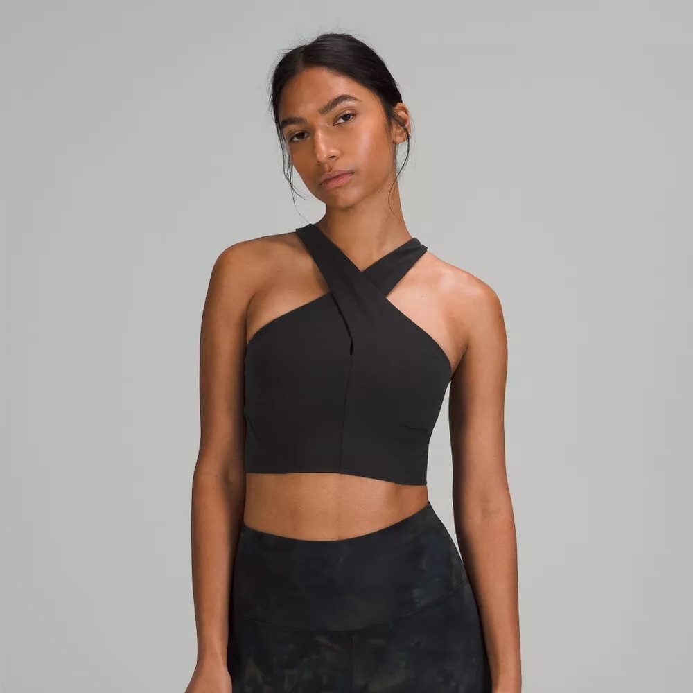 Express Black Structured Cross Front Crop Top Siz… - image 1